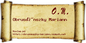 Obrusánszky Mariann névjegykártya